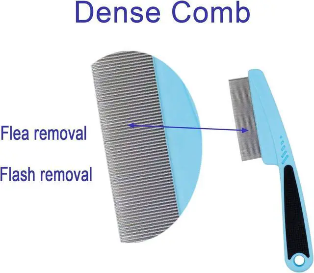 Alt view image 5 of 6 - Flea Comb 4-Pieces Jade Green with High Strength Teeth Pet Tear Stain Remover Combs, Dog Cat Grooming Set Effective Float Hair Remover