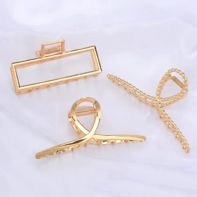 Alt view image 7 of 7 - Parcce 4 Pack Large Metal Hair Clips for Thin to Thick Curly Hair, 4.3 Inch Big Nonslip Gold Color Clamps, Perfect Fashion Jaw Claw Hair Styling Accessories for Women and Girls, Christmas Gifts