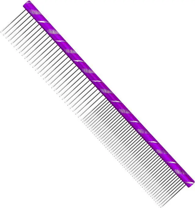 Main image of Fearless Alpaca Metal Pet Comb for Grooming Cats and Dogs (Purple) - Purple, Blue, Red, and Gold Colors Available - 8 Inch Length - Rounded Spine - Great Tool for Mats and Shedding