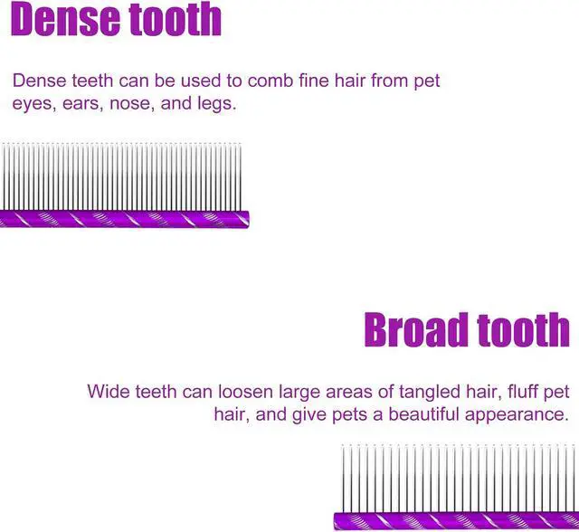 Alt view image 5 of 7 - Fearless Alpaca Metal Pet Comb for Grooming Cats and Dogs (Purple) - Purple, Blue, Red, and Gold Colors Available - 8 Inch Length - Rounded Spine - Great Tool for Mats and Shedding