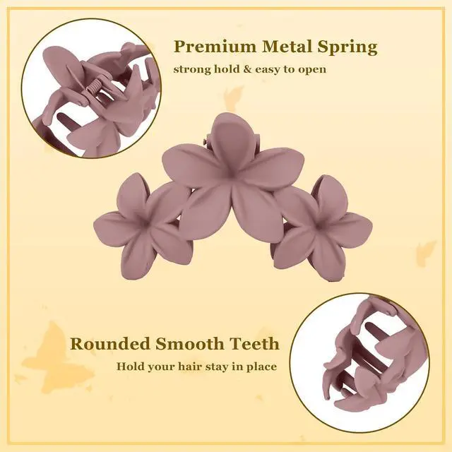 Alt view image 5 of 7 - Ondder 4 Pcs Large Matte Non-Slip Claw Hair Clips for Thick Hair - Strong Hold Jaw Clips and Accessories for Women & Girls