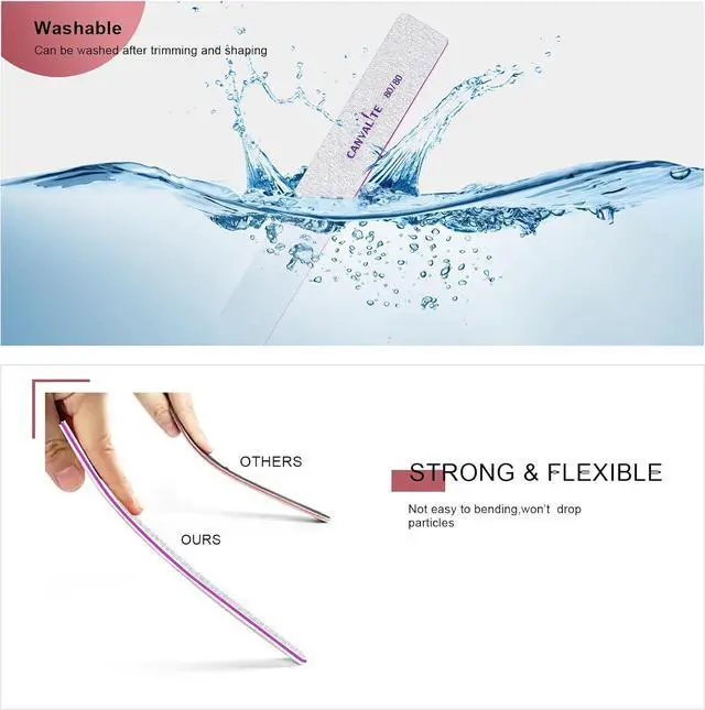 Alt view image 4 of 6 - Canvalite 25 PCS Nail File Professional Nail Files Reusable Double Sided Emery Board(80/80 Grit) Nail Styling Tools for Home and Salon Use