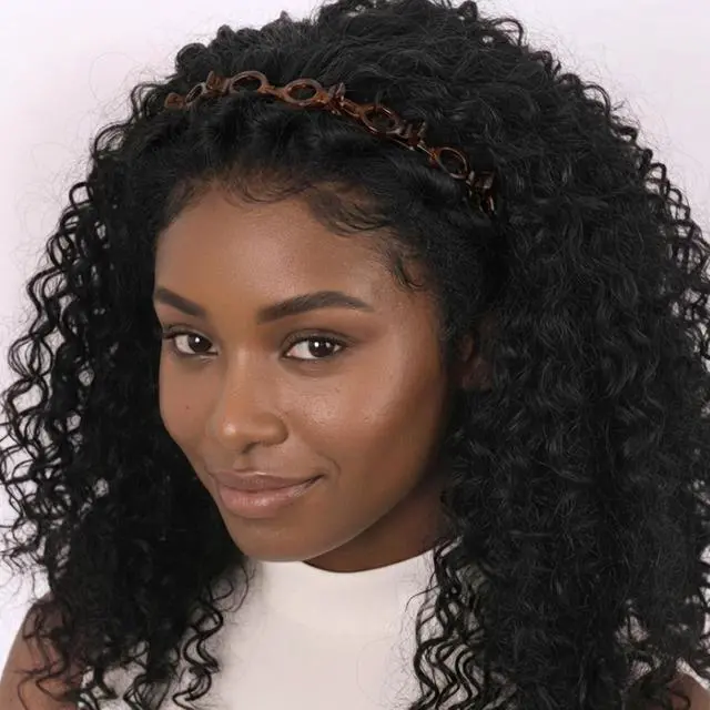 Alt view image 2 of 7 - 2 Pack Clip Headband for Twisty Bangs, 90s Hair Accessories for Women with 8 Mini Clips, Braided Hair Clip Headbands for Y2K Fashion Styling, Black and Brown