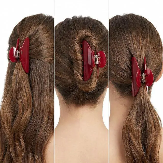 Alt view image 4 of 7 - Red Claw Clip, 4 In Large Acetate Hair Clip for Women | Strong Grip, Lightweight, Non-Slip, For Thin Thick Hair