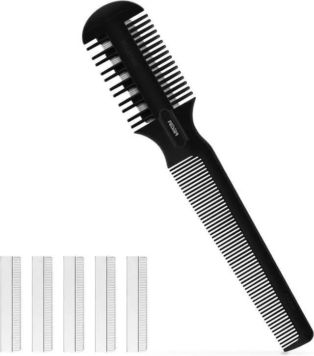 Main image of Hair Cutting Comb - Double Edge Razor for Thin and Thick Hair Trimming and Styling with 5 PCS Spare Blades