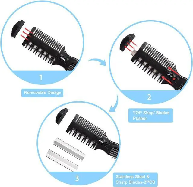 Alt view image 3 of 5 - Hair Cutting Comb - Double Edge Razor for Thin and Thick Hair Trimming and Styling with 5 PCS Spare Blades