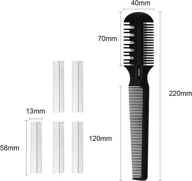 Alt view image 4 of 5 - Hair Cutting Comb - Double Edge Razor for Thin and Thick Hair Trimming and Styling with 5 PCS Spare Blades