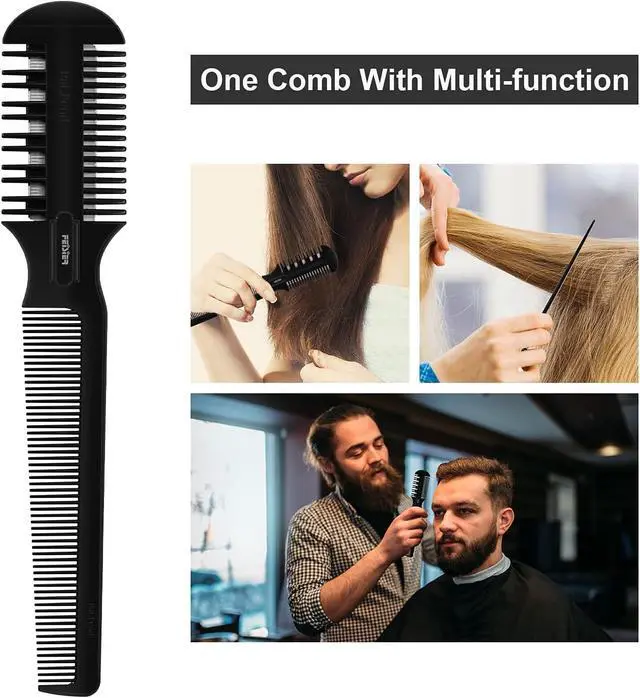 Alt view image 5 of 5 - Hair Cutting Comb - Double Edge Razor for Thin and Thick Hair Trimming and Styling with 5 PCS Spare Blades