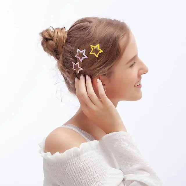 Alt view image 5 of 5 - ECADY 100-Piece Metal Snap Hair Clips for Girls, Toddlers, and Kids - Perfect for Fine Hair, Thick Hair, and More - Featuring Fun Star Designs