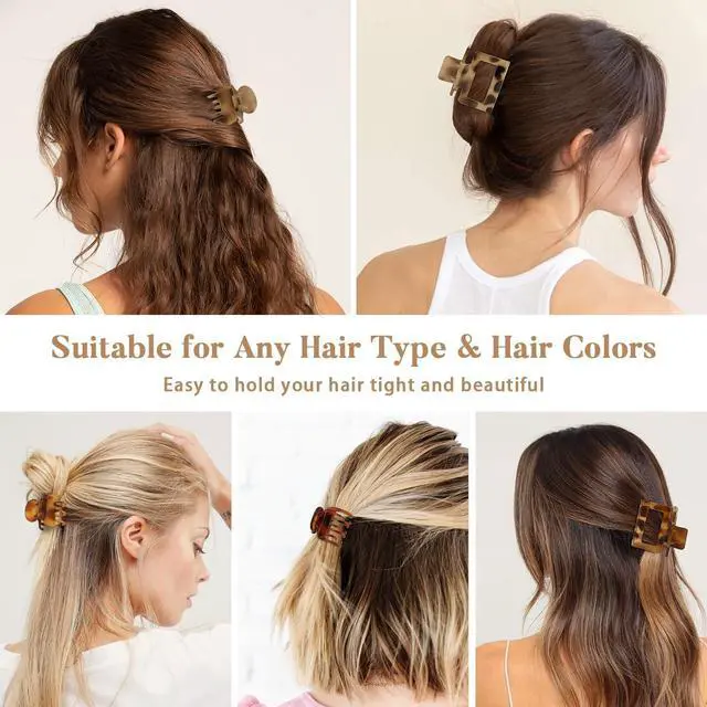Alt view image 7 of 7 - 8 PCS Small Hair Clips for Women Girls, Square Medium Hair Claw Clips | Cute Leopard Print Jaw Clips for Thin Fine Hair Half Up Styling, Strong Hold Non slip Hair Accessories for Gifts, Tortoise