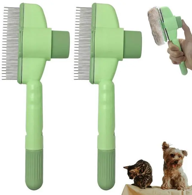 Main image of 2PCS Cat Dog Grooming Cleaning Comb,Pet Hair Removal Tool with Release Button