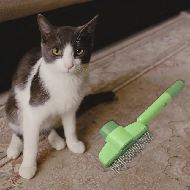 Alt view image 3 of 7 - 2PCS Cat Dog Grooming Cleaning Comb,Pet Hair Removal Tool with Release Button