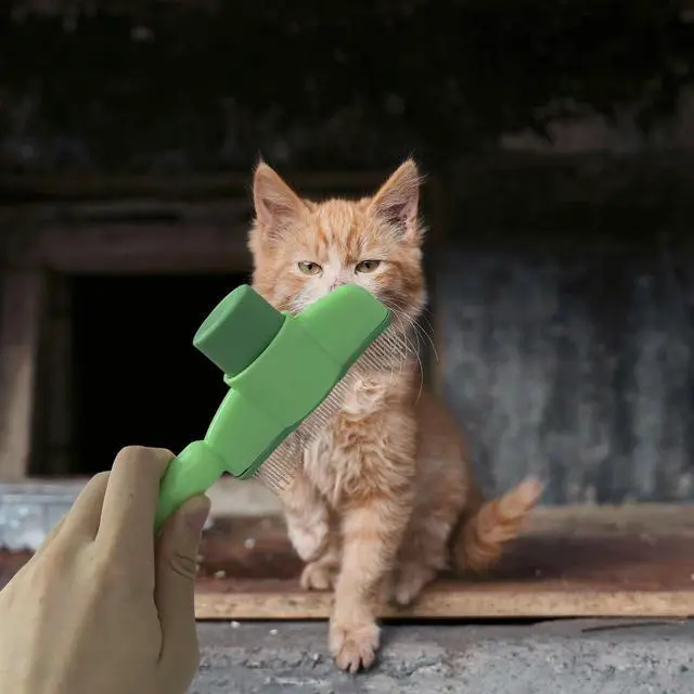 Alt view image 7 of 7 - 2PCS Cat Dog Grooming Cleaning Comb,Pet Hair Removal Tool with Release Button