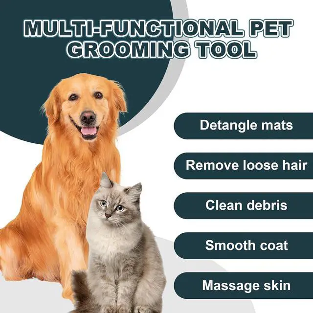 Alt view image 7 of 7 - Cat Grooming Comb, Stainless Steel Dual-Length Teeth, Silicone Handle | Removes Loose Fur & Mats Rounded Stainless Steel Teeth Ergonomic Silicone Grip For Long & Short Hair Cats, Dogs & Rabbits