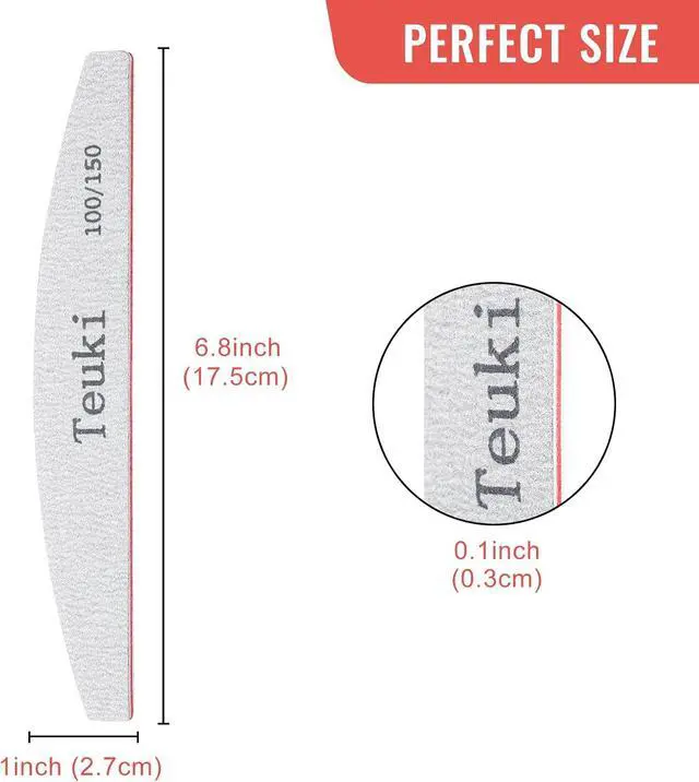 Alt view image 2 of 7 - 12pcs Nail File, Teuki Nail Files 100 150 Grit for Poly Nail Extension Gel and Acrylic Nails Emery Boards Doubled Sides Washable Nail File Manicure Tools