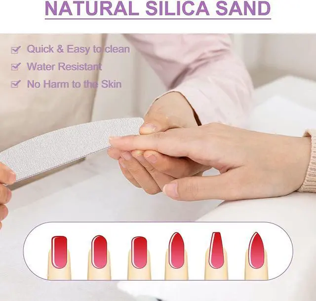 Alt view image 7 of 7 - 12pcs Nail File, Teuki Nail Files 100 150 Grit for Poly Nail Extension Gel and Acrylic Nails Emery Boards Doubled Sides Washable Nail File Manicure Tools