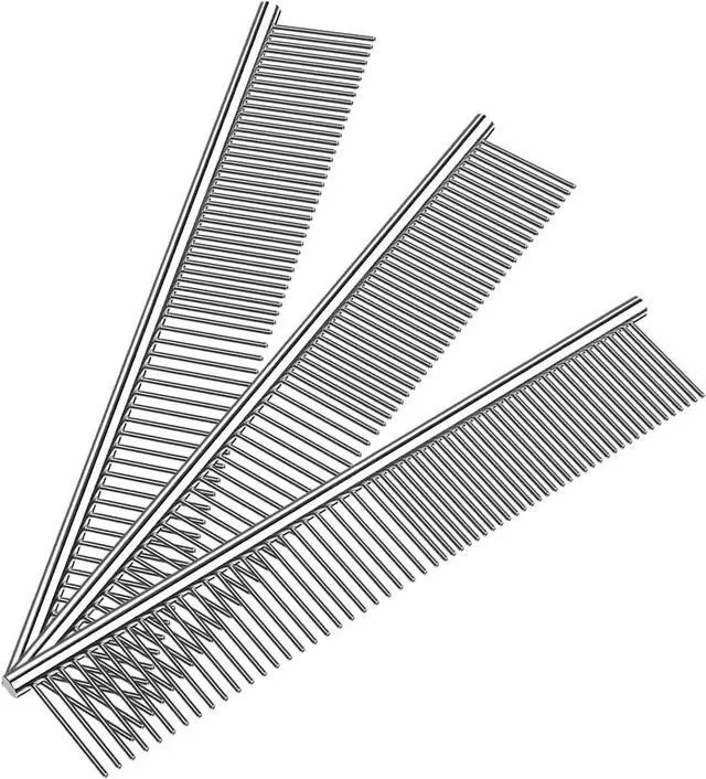 Main image of Kopal Stainless Steel Comb Set for Dogs and Cats, Pet Metal Brusher, Silver, Pack of 3