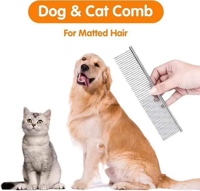 Alt view image 5 of 7 - PETTOM Pet Steel Grooming Tool Poodle Finishing Butter Comb 7 1/2-inch L Silver Dog Combs with Rounded Ends Stainless Steel Teeth, Cat Comb for Removing Tangles and Knots