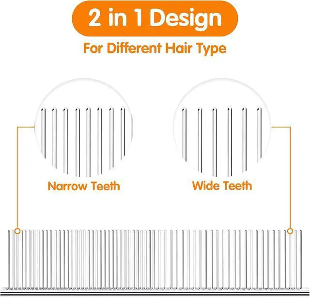 Alt view image 4 of 7 - PETTOM Pet Steel Grooming Tool Poodle Finishing Butter Comb 7 1/2-inch L Silver Dog Combs with Rounded Ends Stainless Steel Teeth, Cat Comb for Removing Tangles and Knots