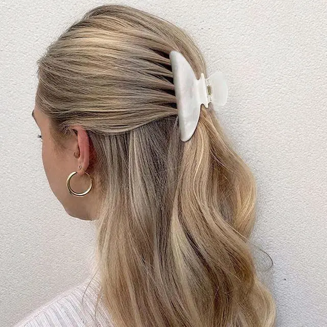 Alt view image 2 of 7 - Canitor Hair Claw Clips for Women Acrylic Marbled Hair Clips for Thick Thin Hair Emi Cute Hair Accessories Teen Girl Gifts Stocking Stuffers (black,pink,white)