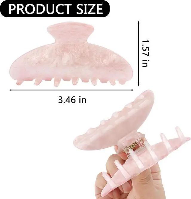 Alt view image 5 of 7 - Canitor Hair Claw Clips for Women Acrylic Marbled Hair Clips for Thick Thin Hair Emi Cute Hair Accessories Teen Girl Gifts Stocking Stuffers (black,pink,white)