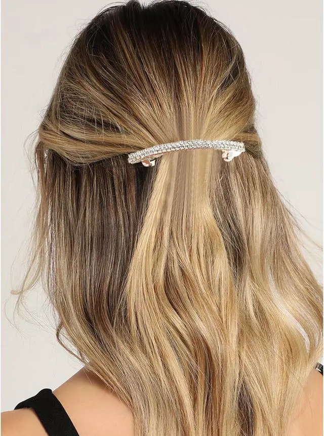 Alt view image 5 of 6 - 4 Pcs Rhinestone Hair Clips for Women Hair Barrettes Silver Bridal hair accessories for Wedding Party Everyday