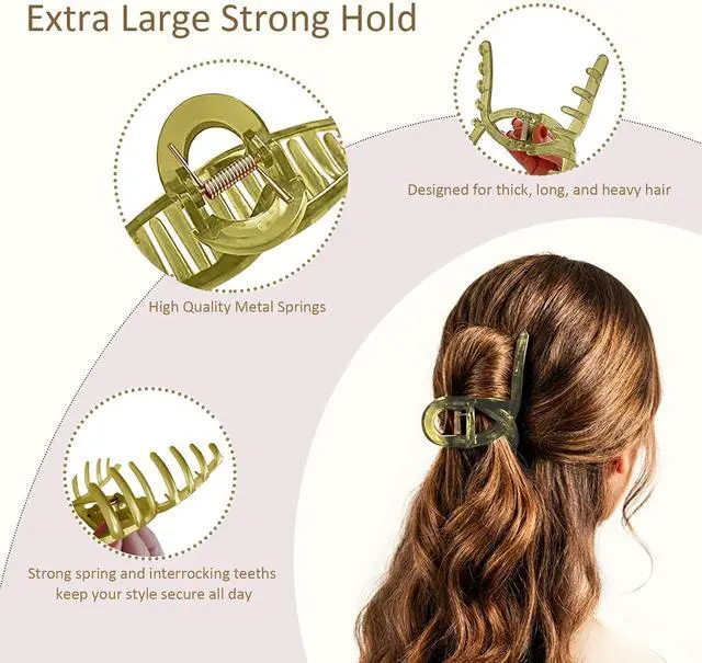 Alt view image 2 of 6 - Extra Large Hair Claw Clips for Thick Hair, Big Non-Slip Claw Clips for Women, 4 Pack 5.9" Jelly & Matte Hair Clips for Long Hair (Jelly-C 4pcs 5.9")