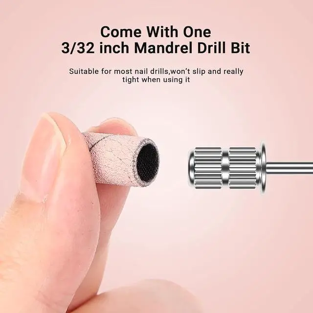 Alt view image 5 of 7 - MelodySusie 100 Pcs Nail Drill Bits Sanding Bands for Nail Drill 180 Fine Grit Nail File Sanding Bands for Acrylic Nails Gel Manicures and Pedicure