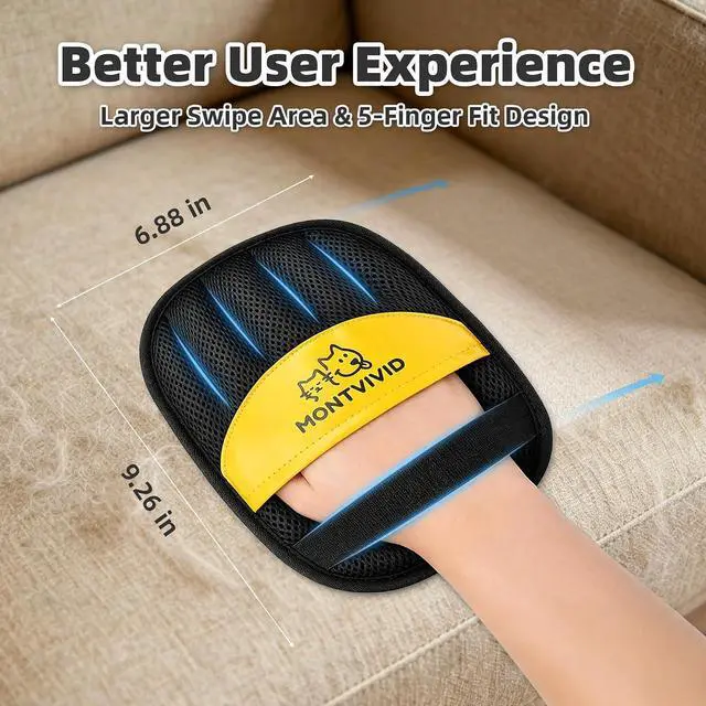Alt view image 2 of 7 - Pet Hair Removal Glove for Cats & Dogs,Newly Upgraded electrostatic pet Hair Remover Glove, Reusable Magic Brush Pet Hair Remover Tool for Furniture,Couch,Carpets,Laundry,Car Seat (1)