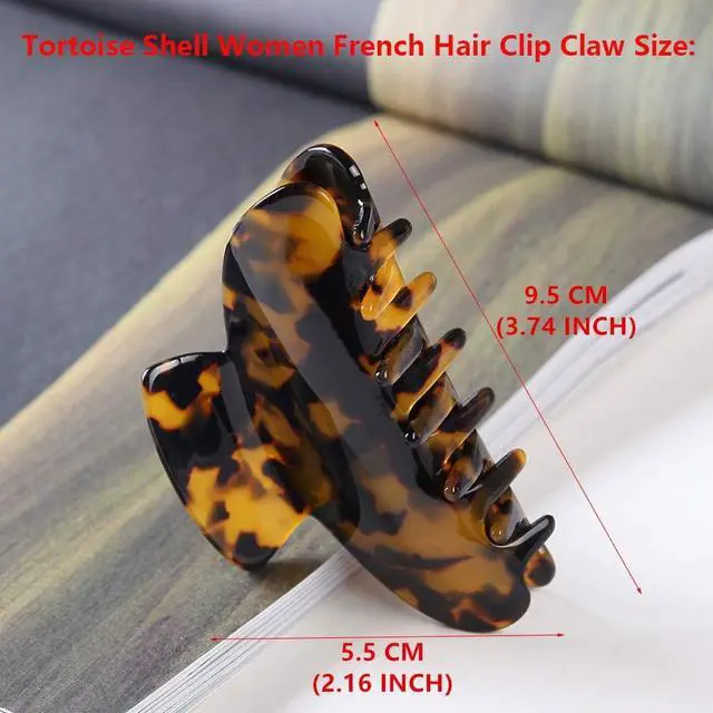Alt view image 4 of 7 - 2 Pack Big Hair Claw Clips Tortoise Shell Nonslip Large Claw Clip For Women Celluloid Leopard Print Jaw Clips For Thick Hair