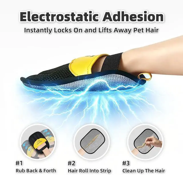 Alt view image 4 of 7 - Pet Hair Removal Glove for Cats & Dogs,Newly Upgraded electrostatic pet Hair Remover Glove, Reusable Magic Brush Pet Hair Remover Tool for Furniture,Couch,Carpets,Laundry,Car Seat (1)