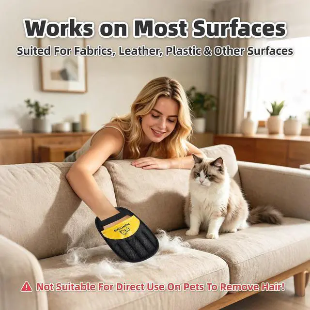 Alt view image 5 of 7 - Pet Hair Removal Glove for Cats & Dogs,Newly Upgraded electrostatic pet Hair Remover Glove, Reusable Magic Brush Pet Hair Remover Tool for Furniture,Couch,Carpets,Laundry,Car Seat (1)
