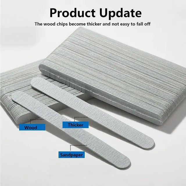 Alt view image 2 of 6 - 50pcs Wooden Nail Files,Double Sided Emery Board 180/240 Grit | for Natural Nail