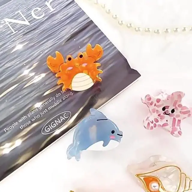 Alt view image 6 of 7 - 6PCS Cute Small Hair Claw Clips for Women Sea Animals Fish | Fun Hair Clips, Mini Ocean Style, Hair Accessories, Suit for Thick Thin Hair, Sturdy Grip, White Elephant Gifts