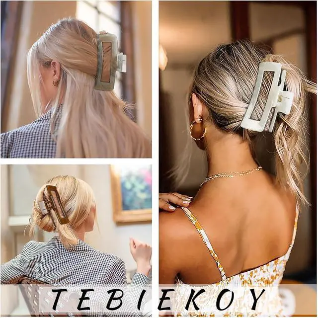 Alt view image 4 of 7 - Extra Large Hair Claw Clips for Women, 5 Inch Hair Clips for Thick Hair | Neutral Huge Claw Clips Non-slip Hair Claws Tight Strong Hold Hair Claw for Women Girls 4 Packs