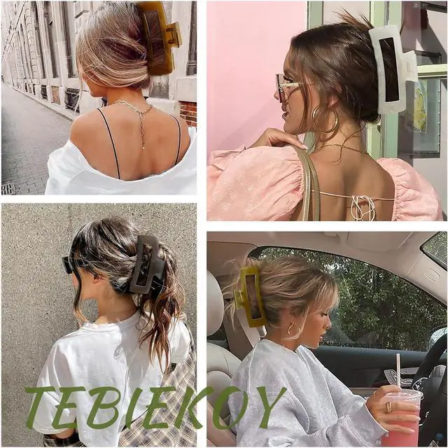 Alt view image 5 of 7 - Extra Large Hair Claw Clips for Women, 5 Inch Hair Clips for Thick Hair | Neutral Huge Claw Clips Non-slip Hair Claws Tight Strong Hold Hair Claw for Women Girls 4 Packs