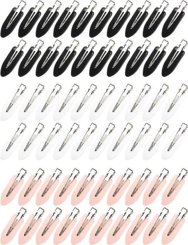 Main image of No Bend Hair Clips - 60 Pcs Creaseless Clips for Sectioning, 2.3in Makeup Styling Clips in 3 Colors | Ideal for makeup styling and hair sectioning. Available in 3 color options.