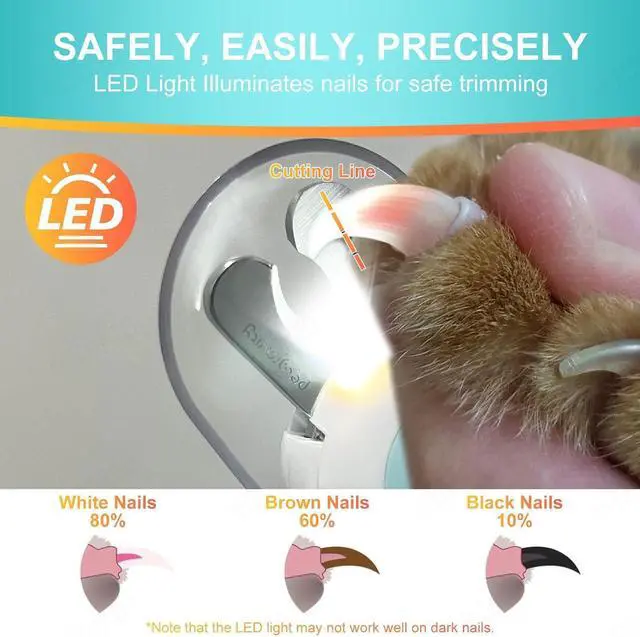 Alt view image 2 of 7 - Dog/Cat Nail Clippers with Light - Safe Trimming for Cats & Dogs, Illuminates Quick to Prevent Overcutting, Includes Nail File for Thick Nails