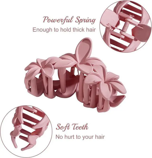Alt view image 3 of 6 - 4PCS Plumeria Hawaiian Flower Claw Clips - Large Strong Hold Beach Hair Accessories for Thick Hair (Colorful)