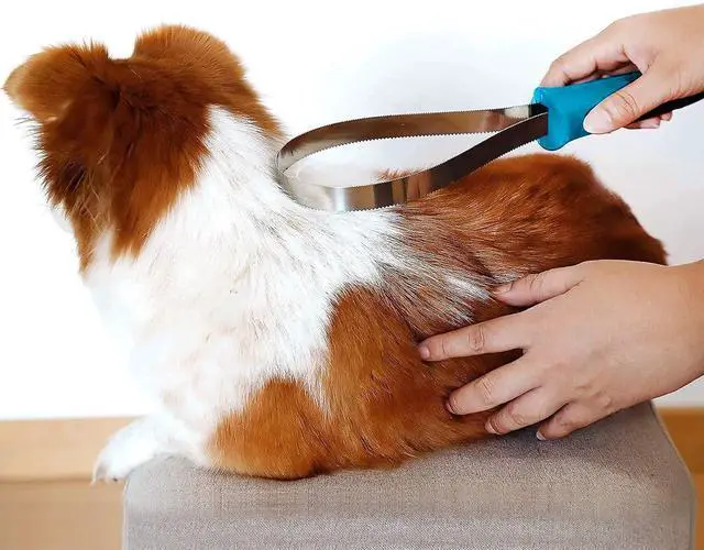 Alt view image 2 of 7 - Dual-Sided Grooming Blade for Dogs - Shedding Brush with Stainless Steel Blades for Short and Long Hair Coats