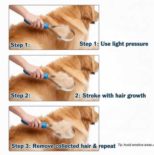 Alt view image 6 of 7 - Dual-Sided Grooming Blade for Dogs - Shedding Brush with Stainless Steel Blades for Short and Long Hair Coats