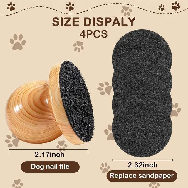 Alt view image 2 of 7 - Dog Nail File, Grinder Board Scratch Pad with 4-Pack Replaceable Sandpaper Discs, Gentle Pet Nail Care Tool for Dogs and Cats