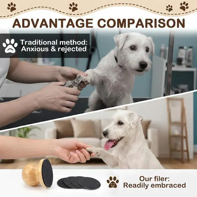 Alt view image 4 of 7 - Dog Nail File, Grinder Board Scratch Pad with 4-Pack Replaceable Sandpaper Discs, Gentle Pet Nail Care Tool for Dogs and Cats