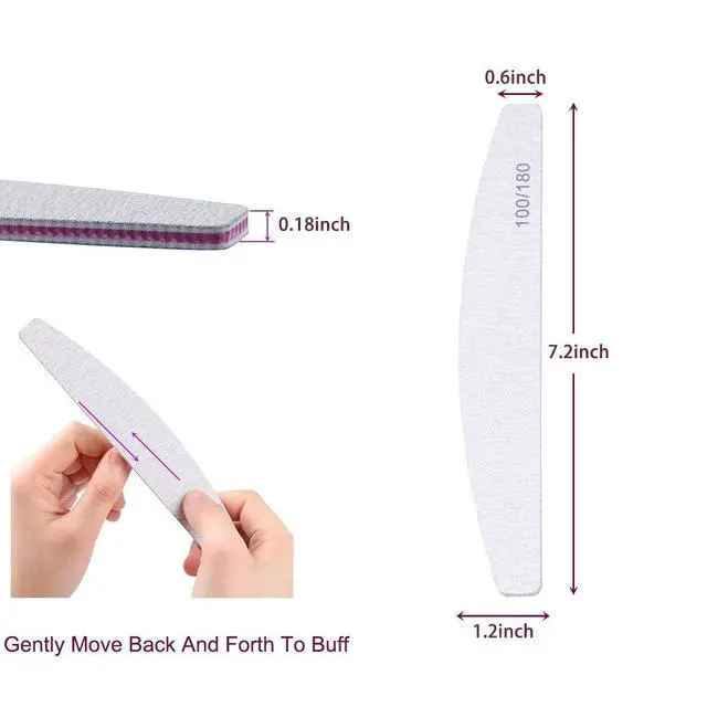 Alt view image 5 of 7 - Kissbuty 12PCS/Box Mixed Nail File Manicure Pedicure (2pcs White Buffer Block+5pcs Emery Board Black+5pcs Emery Board White Nail Files)