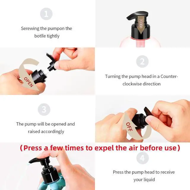 Alt view image 2 of 7 - Bynccea Pump Bottle 16 oz/500 ml Empty Shampoo Pump Bottles Dispenser Portable Pump Plastic Bottles for Shampoo and Conditioner Liquid