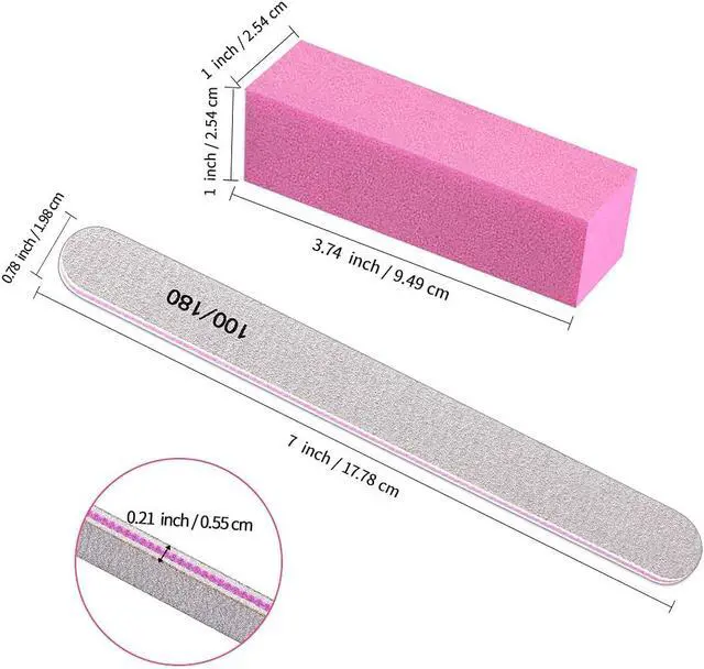 Alt view image 2 of 7 - TsMADDTs 100 180 Grit Nail Files and Buffers, Manicure Set for Nail Prep | EVA Emery Boards, For Natural Nails, Shape and Buff, Home, Salon, Travel, For Pros and Beginners, 12PCS Nail Care Set