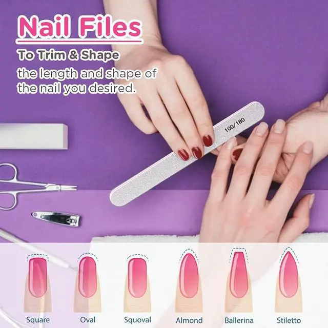 Alt view image 3 of 7 - TsMADDTs 100 180 Grit Nail Files and Buffers, Manicure Set for Nail Prep | EVA Emery Boards, For Natural Nails, Shape and Buff, Home, Salon, Travel, For Pros and Beginners, 12PCS Nail Care Set