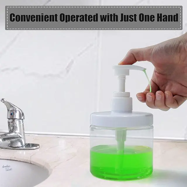 Alt view image 5 of 7 - Cosywell Pump Bottle Dispenser Plastic 500ml Refillable Bottles | Wide Mouth Jar Style with Pump, Empty Bathroom Shower Containers, for Lotion, Shampoo, Conditioner, 2Clear