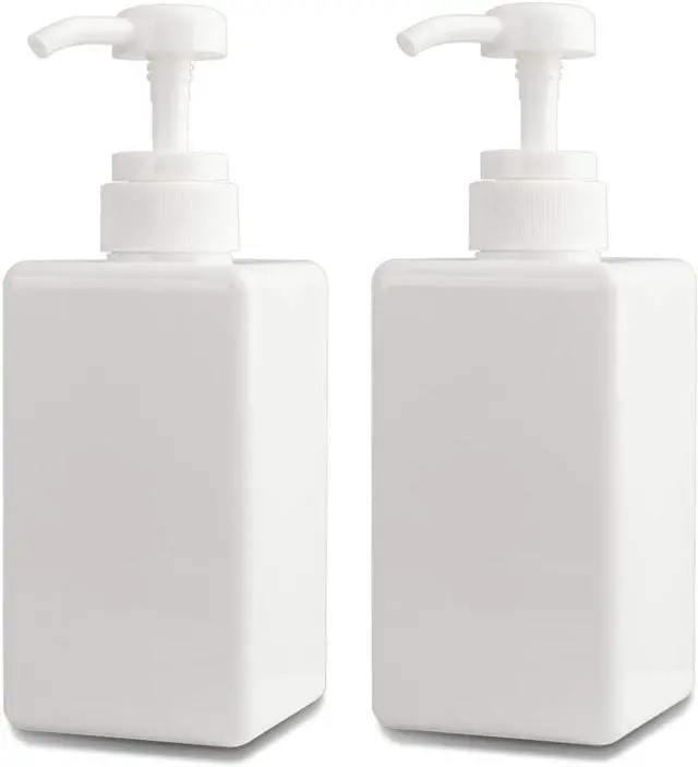 Main image of Plastic Pump Bottle Refillable Lotion Soap Dispenser 15oz White 2 Pack | Sturdy, BPA-Free, Leak Proof, Empty Liquid Container for Dish Hand Soap, Body Wash, Shampoo, Kitchen Bathroom Decor