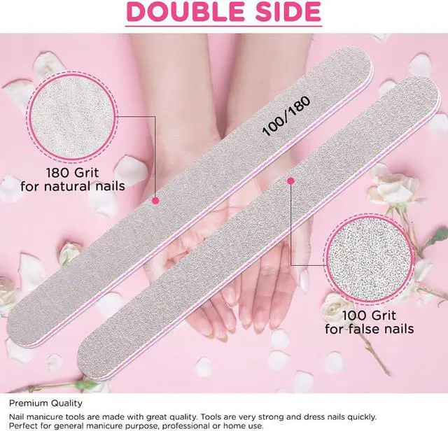 Alt view image 4 of 7 - TsMADDTs 100 180 Grit Nail Files and Buffers, Manicure Set for Nail Prep | EVA Emery Boards, For Natural Nails, Shape and Buff, Home, Salon, Travel, For Pros and Beginners, 12PCS Nail Care Set